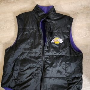 LA Lakers Reversible Vest (Black Nylon Shell/Purple Polartec Fleece) Size 3x
